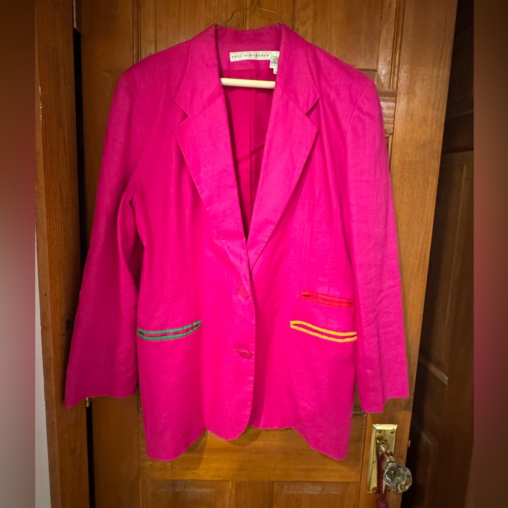 Paul Alexander Pink Blazer Tailored Suit Jacket & Pleated knee high Skirt